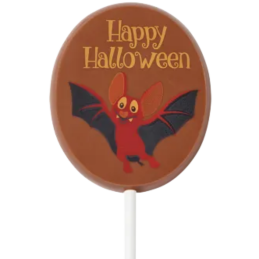 op. 25 g - Nietoperz - dekoracyjny lizak z mlecznej czekolady na Halloween - dł. 156 x szer. 56 mm