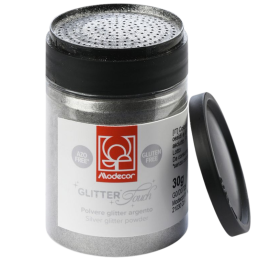 op. 30 g Srebrny brokat do kreatywnych dekoracji spożywczych - Glitter Touch - nr. kat. 23378 Modecor