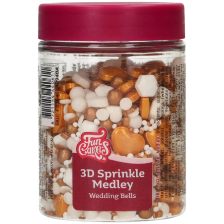 op. 70 g Elegancka mieszanka posypek cukrowych do dekoracji tortu weselnego - Wedding Bells - Fun Cakes
