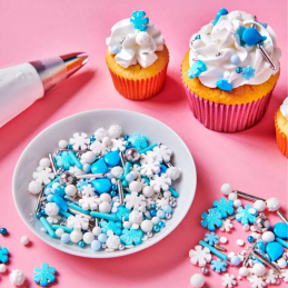 op. 70 g Zimowa mieszanka posypek cukrowych do dekoracji babeczek - Frosty Winters - Fun Cakes