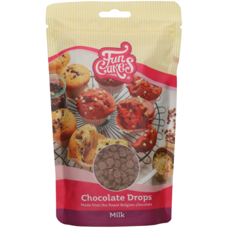 op. 0.35 kg Dropsy z mlecznej czekolady do zapiekania - Bake Stable Chocolate Drops Milk - nr. kat. F30125 Fun Cakes