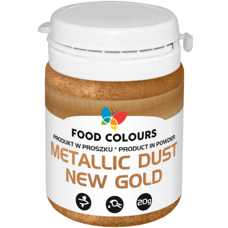 op. 20 g Metallic Dust Gold - złoty pyłek do dekorowania powierzchni wyrobów cukierniczych - nr. kat. WS-P-173 Food Colours
