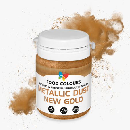 op. 20 g Metallic Dust Gold - złoty pyłek do dekorowania powierzchni wyrobów cukierniczych - nr. kat. WS-P-173 Food Colours