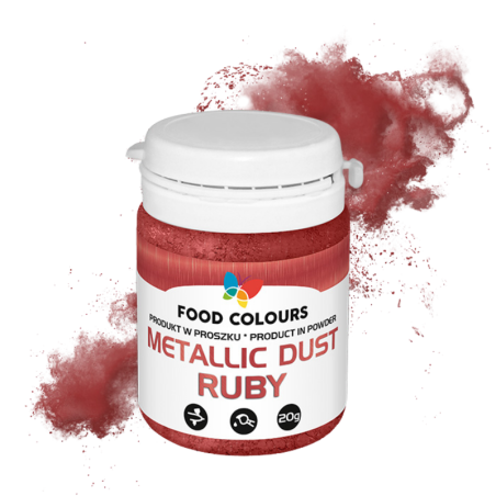 op. 20 g Metallic Dust Ruby - rubinowy pyłek do dekorowania powierzchni wyrobów cukierniczych - nr. kat. WS-P-141 Food Colours