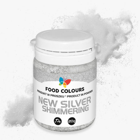 op. 20 g Silver Shimmering - srebrny pyłek do dekorowania powierzchni wyrobów cukierniczych - nr. kat. WS-P-152 Food Colours