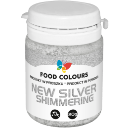 op. 20 g Silver Shimmering - srebrny pyłek do dekorowania powierzchni wyrobów cukierniczych - nr. kat. WS-P-152 Food Colours