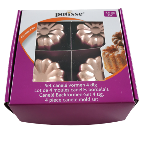 op. 4 szt. Zestaw aluminiowych foremek do wypieku Cannelés - wys. 45 mm - nr. kat. 04010 Patisse