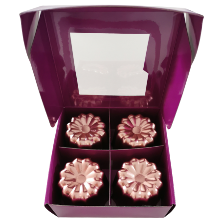 op. 4 szt. Zestaw aluminiowych foremek do wypieku Cannelés - wys. 45 mm - nr. kat. 04010 Patisse