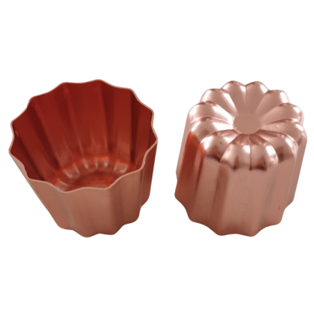 op. 4 szt. Zestaw aluminiowych foremek do wypieku Cannelés - wys. 45 mm - nr. kat. 04010 Patisse