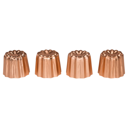 op. 4 szt. Zestaw aluminiowych foremek do wypieku Cannelés - wys. 45 mm - nr. kat. 04010 Patisse