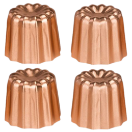 op. 4 szt. Zestaw aluminiowych foremek do wypieku Cannelés - wys. 45 mm - nr. kat. 04010 Patisse