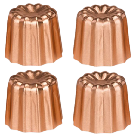 op. 4 szt. Zestaw aluminiowych foremek do wypieku Cannelés - wys. 45 mm - nr. kat. 04010 Patisse