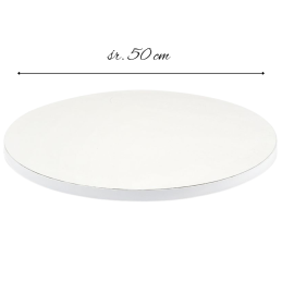 śr. 50 cm x wys. 1.2 cm Biały podkład pod tort bez wzoru - gruba podkładka do transportu i serwowania ciast