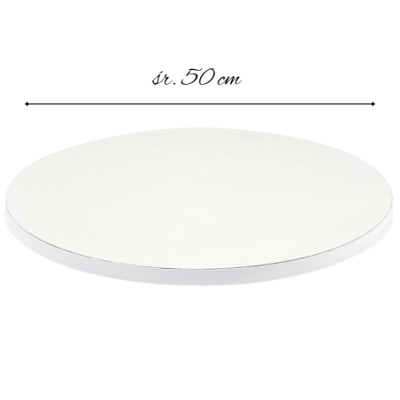śr. 50 cm x wys. 1.2 cm Biały podkład pod tort bez wzoru - gruba podkładka do transportu i serwowania ciast