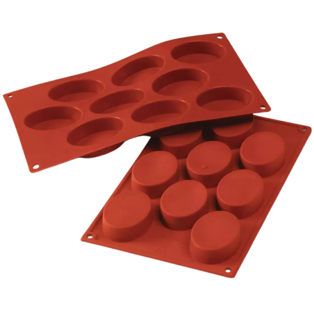 SF018 Medium Ovals Silikomart - uniwersalna forma silikonowa - dł. 70 x szer. 50 x wys. 20 mm / poj. 50 ml x 9 porcji