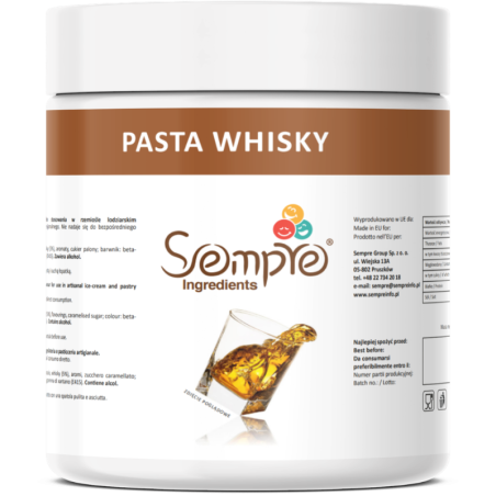 pasta do lodów i cukiernictwa o smaku whisky - zdjęcie poglądowe opakowania produktu z etykietą producenta - Sempre Ingredients