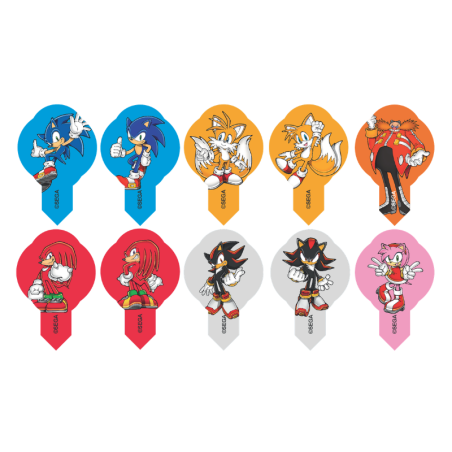 op. 600 szt. Wtykacze waflowe Sonic - 10 wzorów - dekoracja waflowa z bohaterami z bajek - nr. kat. 41313 Modecor