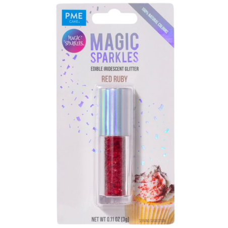 op. 3 g Red Ruby Magic Sparkles - opalizujący brokat spożywczy do kreatywnych dekoracji