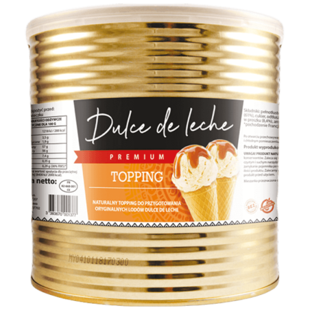 op. 3 kg Topping Dulce de Leche - naturalny krem kajmakowy o płynnej konsystencji - polewa do lodów i deserów