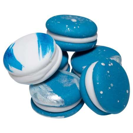 op. 6 szt. Niebieskie makaroniki - śr. 30 mm - zestaw dekoracji cukrowych do tortu - Cukieteria.pl