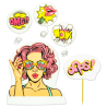 op. 5 szt. Komiks Pin-up Girl - tematyczny zestaw dekoracji cukrowych na tort - Ditarte Dekoracje Cukiernicze