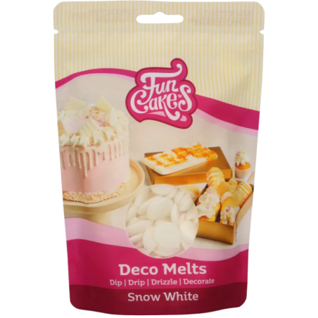 op. 250 g Biała polewa cukiernicza w postaci łatwych do rozpuszczania kawałków - Deco Melts Snow White Fun Cakes
