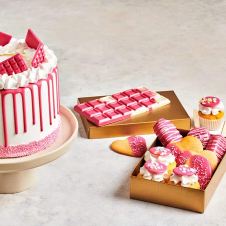 op. 0.25 kg Różowa polewa cukiernicza w postaci łatwych do rozpuszczania kawałków - Deco Melts Pink Fun Cakes