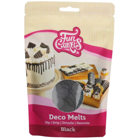 op. 0.25 kg Czarna polewa cukiernicza w postaci łatwych do rozpuszczania kawałków - Deco Melts Black Fun Cakes