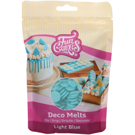 op. 0.25 kg Błękitna polewa cukiernicza w postaci łatwych do rozpuszczania kawałków - Deco Melts Light Blue Fun Cakes