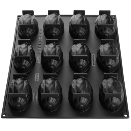PX43136 Cabosse Pavoni Italia - forma silikonowa - ziarno kakao - dł. 80 x szer. 56 x wys. 46 mm / poj. 120 ml x 12 porcji