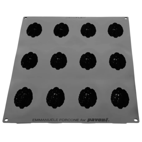 PX43136 Cabosse Pavoni Italia - forma silikonowa - ziarno kakao - dł. 80 x szer. 56 x wys. 46 mm / poj. 120 ml x 12 porcji