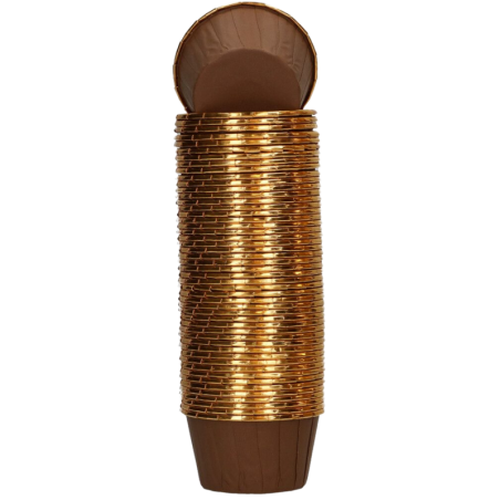 op. 50 szt. Brązowe foremki na muffiny - śr. 50 x wys. 39 mm - stabilne papilotki z rantem do pieczenia babeczek