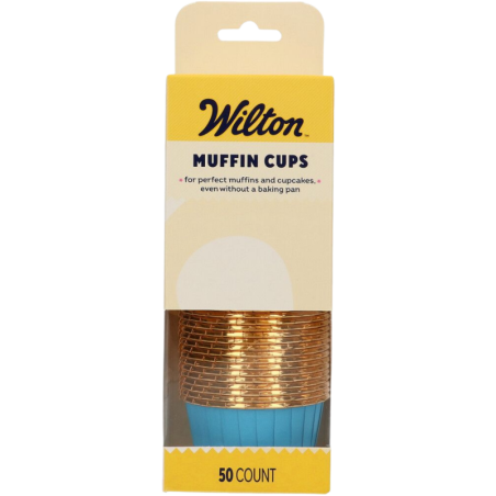 op. 50 szt. Niebieskie foremki na muffiny - śr. 50 x wys. 39 mm - stabilne papilotki z rantem do pieczenia babeczek