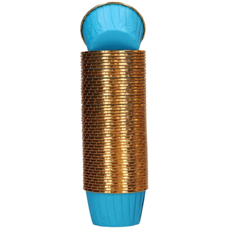 op. 50 szt. Niebieskie foremki na muffiny - śr. 50 x wys. 39 mm - stabilne papilotki z rantem do pieczenia babeczek