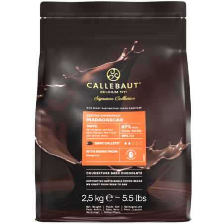 op. 2.5 kg Ciemna czekolada o zaw. 67% kakao - Madagascar Signature Collection Callebaut - nr. kat. CHD-S1ZEMAD-E4-U70