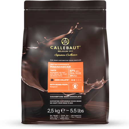 op. 2.5 kg Ciemna czekolada o zaw. 67% kakao - Madagascar Signature Collection Callebaut - nr. kat. CHD-S1ZEMAD-E4-U70