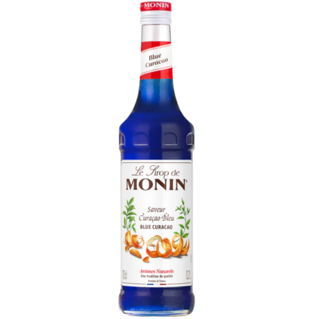 op. 0.7 l Syrop barmański o smaku gorzkich pomarańczy - Blue Curacao Le Sirop de Monin - szklana butelka