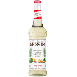 op. 0.7 l Syrop o słodko-gorzkim aromacie skórki pomarańczowej - Triple Sec Curacao Le Sirop de Monin - szklana butelka