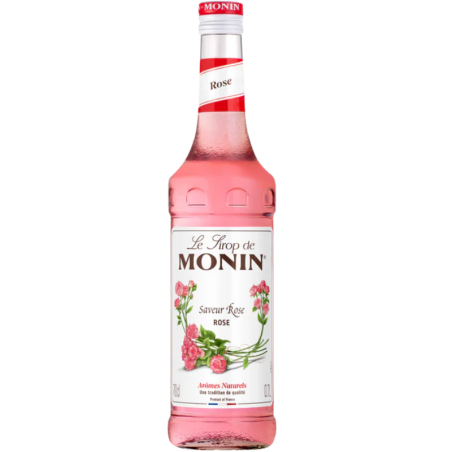 op. 0.7 l Syrop różany do romantycznych napojów - Rose Le Sirop de Monin -  szklana butelka