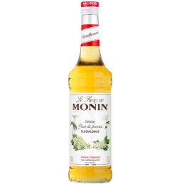 op. 0.7 l Syrop o słodko-kwiatowym smaku i aromacie kwiatów czarnego bzu - Elderflower Le Sirop de Monin - szklana butelka