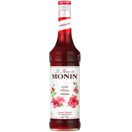 op. 0.7 l Aromatyczny syrop o smaku kwiatów hibiskusa - Hibiscus Le Sirop de Monin - szklana butelka