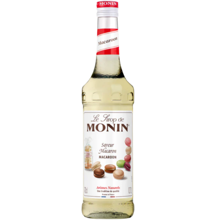 op. 0.7 l Syrop o smaku makaroników - ciasteczek migdałowych - Macaroon Le Sirop de Monin - szklana butelka