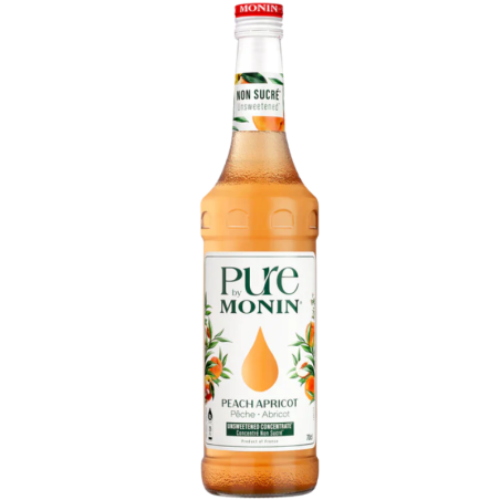 op. 0.7 l Brzoskwinia i morela - koncentrat do napojów bez dodatku cukru - Peach Apricot Pure by Monin - szklana butelka