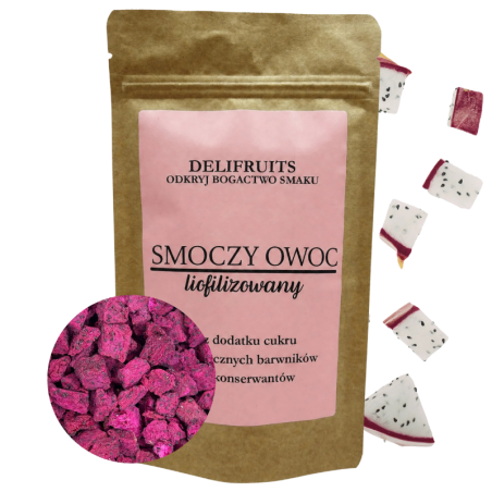 op. 100 g Pitaja Smoczy owoc liofilizowany - nieregularne kawałki - chrupiąca posypka owocowa