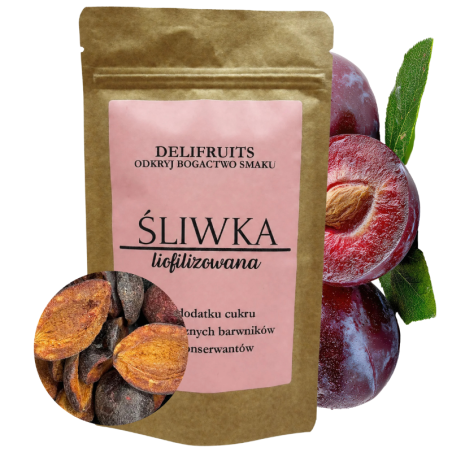 op. 100 g Śliwka liofilizowana - połówki chrupiących owoców