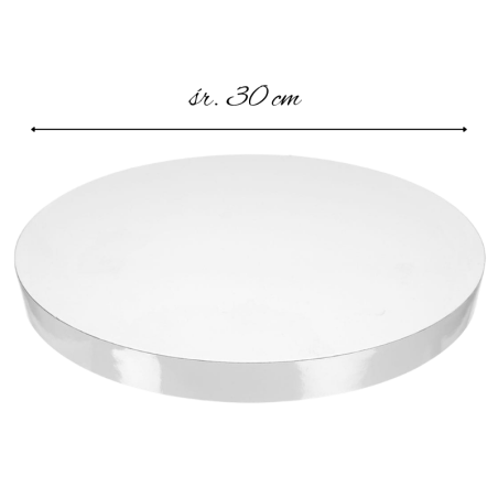 śr. 30 cm x wys. 2 cm - biały podkład pod tort - okrągła podkładka ze styroduru - foliowany brzeg