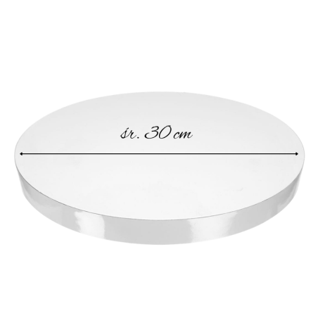 śr. 30 cm x wys. 2 cm - biały podkład pod tort - okrągła podkładka ze styroduru - foliowany brzeg