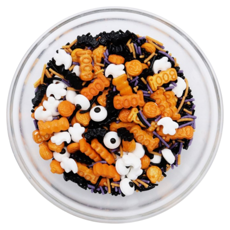 op. 136 g Pumpkin Panic - mieszanka posypek cukrowych do dekoracji babeczek - Halloween Sprinkle Mix PME Cake