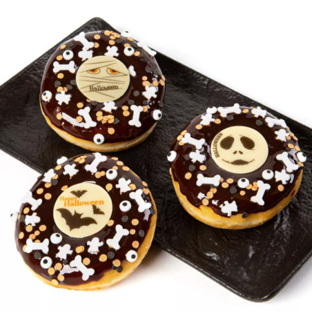 op. 12 szt. Halloween - zestaw gotowych dekoracji czekoladowych w czterech wzorach - śr. 38 mm - nr. kat. F50630 Fun Cakes