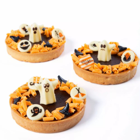 op. 25 szt. Halloween - zestaw gotowych dekoracji czekoladowych w strasznych wzorach - śr. 20 mm - nr. kat. F50625 Fun Cakes